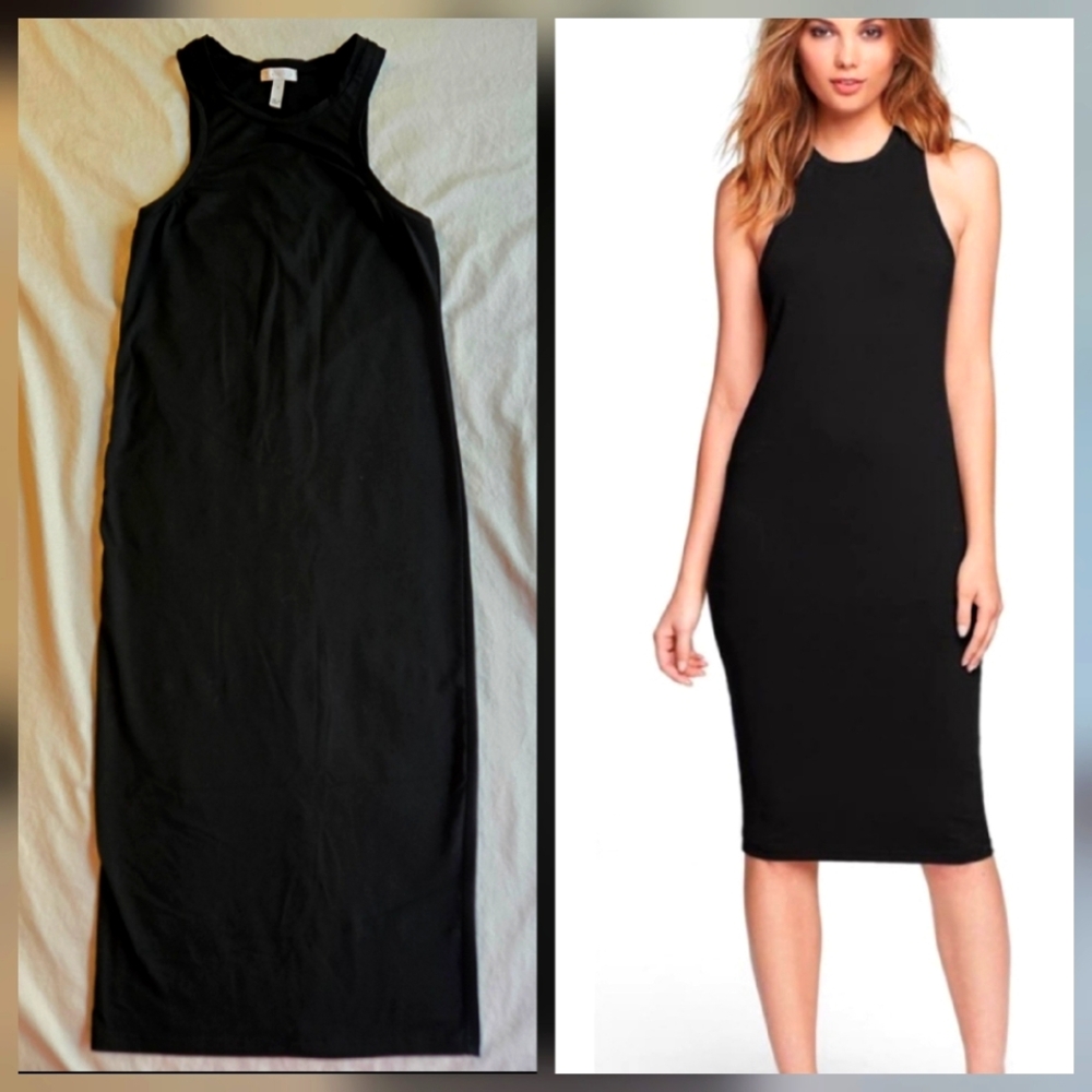 Leith Black Stretch Bodycon Sleeveless Midi Dress sz S